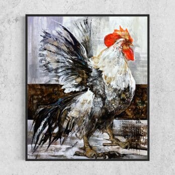 Original Painting “White Rooster” by Inna Orlik